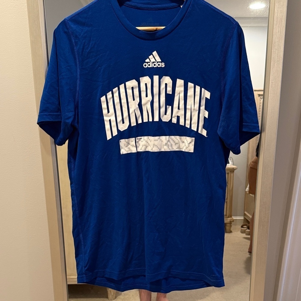 NWOT Adidas Tula Basketball Blue Graphic Tee with White Print (41)